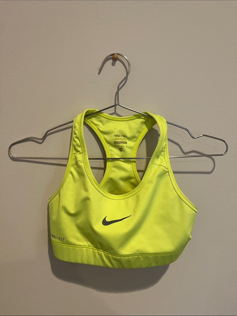 Nike Women's Neon Yellow Racerback Sports Bra